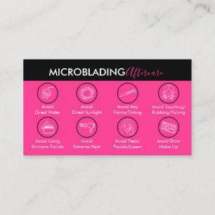 Neon Pink Microblading Healing Aftercare Business Card