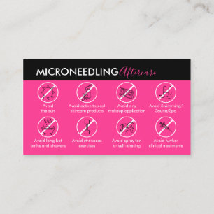 Neon Pink Microneedling Aftercare Post Instruction Business Card