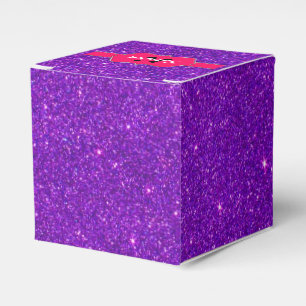 Neon Pink Monogram on Purple Glitter Favour Box