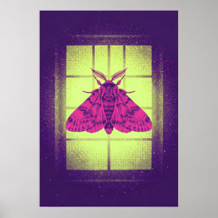 Neon Pink Moth Lime Window Pop Art Poster