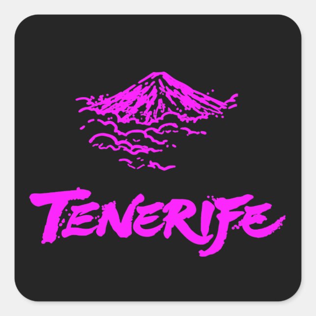 Neon Pink Mount Teide Tenerife Volcano Square Sticker (Front)