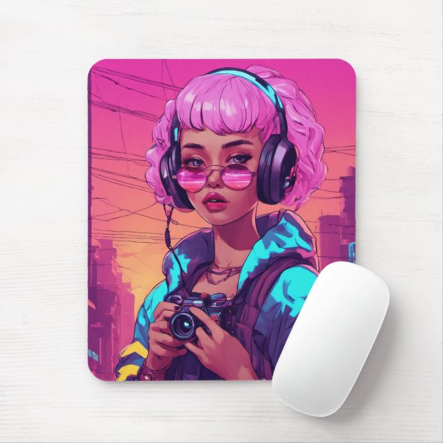 Neon Pink - Mouse Pad (With Mouse)