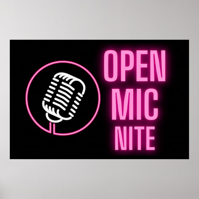 Neon Pink Open Mic Nite   Poster (Front)