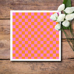 Neon Pink Orange Chequered Chequerboard Vintage Napkin<br><div class="desc">Neon Pink and Orange Chequered Chequerboard | Vintage | Classic | Trendy | Stylish | Fashion | Minimal</div>