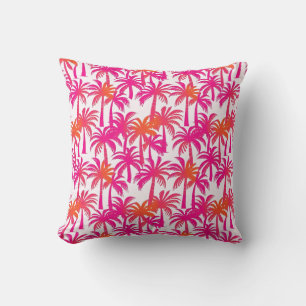 Neon Pink Orange Palm Tree Ibiza Cushion