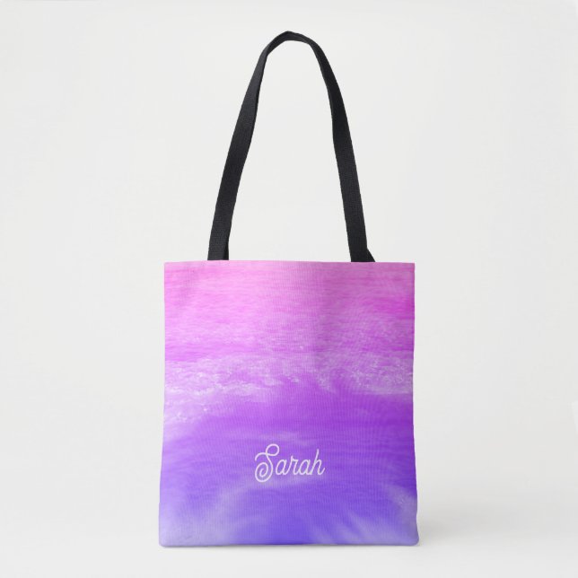 Neon Pink Orange Purple Tropical Paradise Trendy Tote Bag (Front)