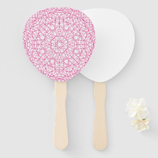 Neon Pink Patterned Leaf Fan Set – Customisable (Front and Back)