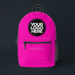 Neon Pink | Personalised Corporate Logo and Text Printed Backpack<br><div class="desc">Neon pink | Personalised Cute Trendy Corporate Logo and Text Modern Business Printed Backpack</div>