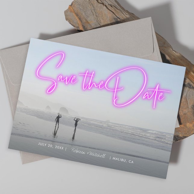 Neon Pink Photo Save the Date (Creator Uploaded)