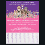 Neon Pink purple Breeds Dog Walker Service Flyer<br><div class="desc">Neon Pink purple Breeds Dog Walker Service</div>