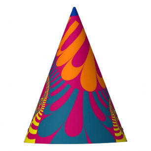 Neon Pink Rainbow Mod Party Hat