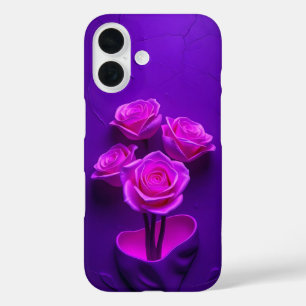 Neon Pink Rose Glow Art iPhone Case