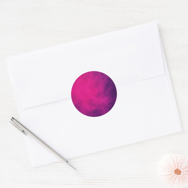 Neon Pink Smoke Round Sticker – Customisable (Envelope)