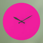 Neon Pink Solid Color Large Clock<br><div class="desc">A vibrant and electrifying pink that is full of energy and excitement.Reminiscent of neon signs illuminating a bustling city nightlife or the vivid hues of tropical flowers,  this color is bold,  playful,  and unapologetically lively.Perfect for making a striking statement.</div>
