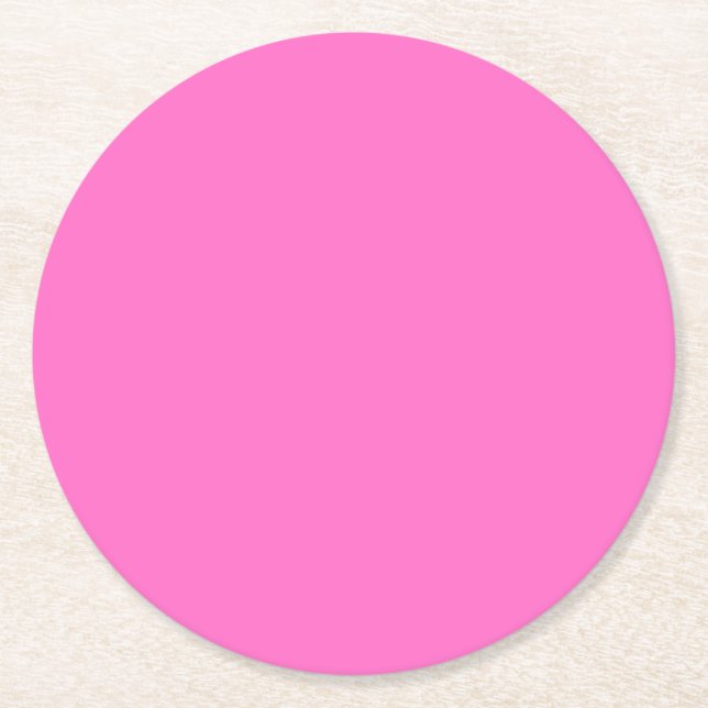 Neon Pink Solid Colour | Classic Round Paper Coaster (Front)