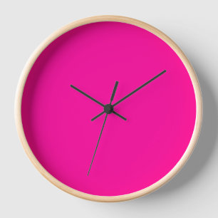 Neon Pink Solid Colour Clock