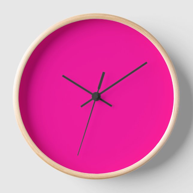 Neon Pink Solid Colour Clock (Front)