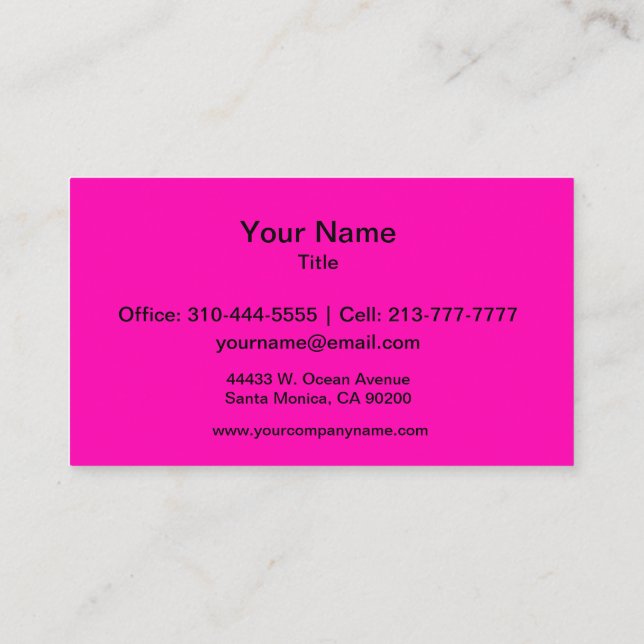 Neon Pink Solid Colour Customise It Business Card (Back)