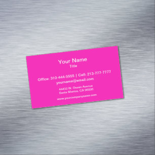 Neon Pink Solid Colour Customise It Magnetic Business Card