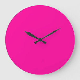 Neon Pink Solid Colour Large Clock