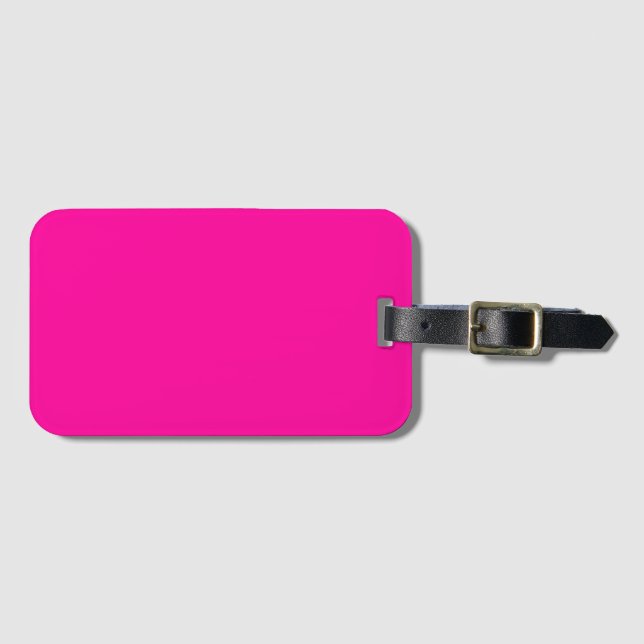 Neon Pink Solid Colour Luggage Tag (Front Horizontal)