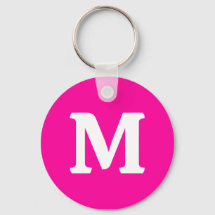 Neon Pink Solid Colour Monogram Initial Key Ring