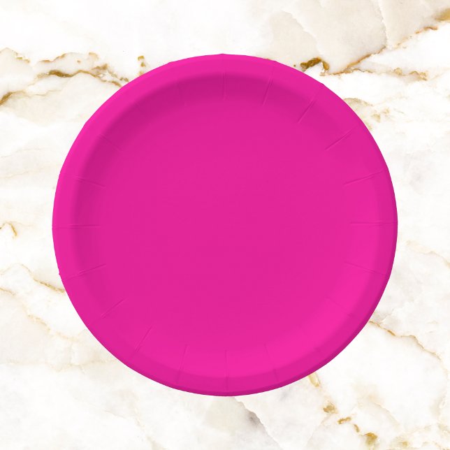 Neon Pink Solid Colour Paper Plate (Creator Uploaded)