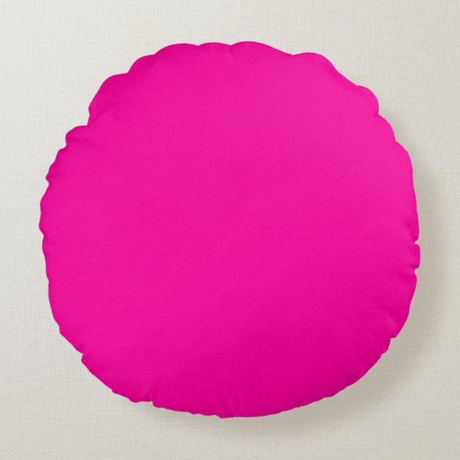 Neon Pink Solid Colour Round Cushion (Front)