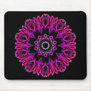 Neon Pink Space Flower Mouse Pad