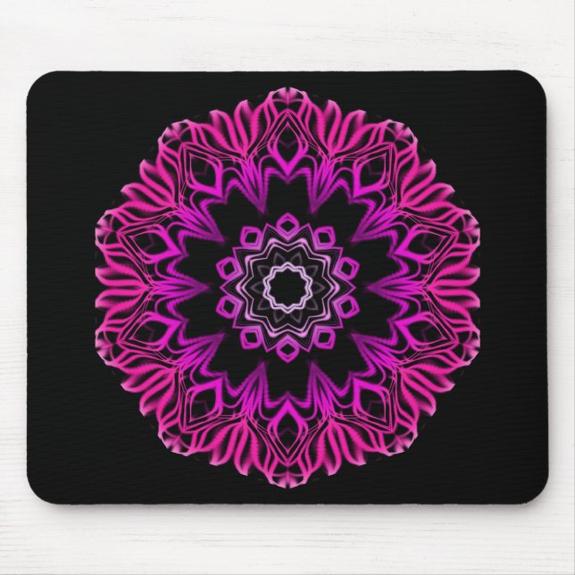 Neon Pink Space Flower Mouse Pad (Front)