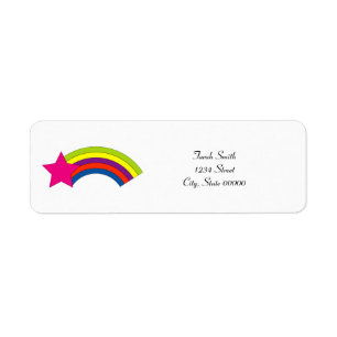 Neon Pink Star Rainbow Personalise Return Address Label