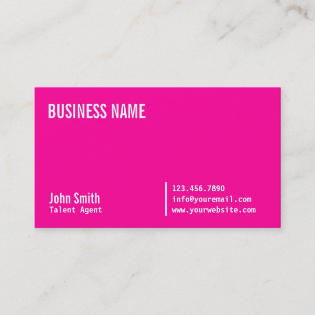 Neon Pink Talent Agent Business Card (Front)