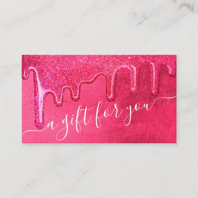 Neon Pink Thick Glitter Drips Gift Certificate (Front)