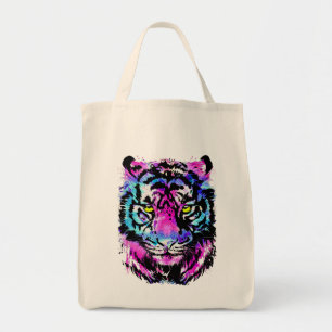 Neon Pink Tiger Head - Tiger Tote Bag