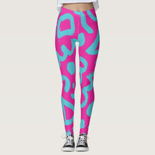 Neon Pink Trendy 80's Leggings