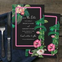 Neon Pink Tropical Retro Botanicals Wedding