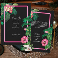 Neon Pink Tropical Retro Botanicals Wedding