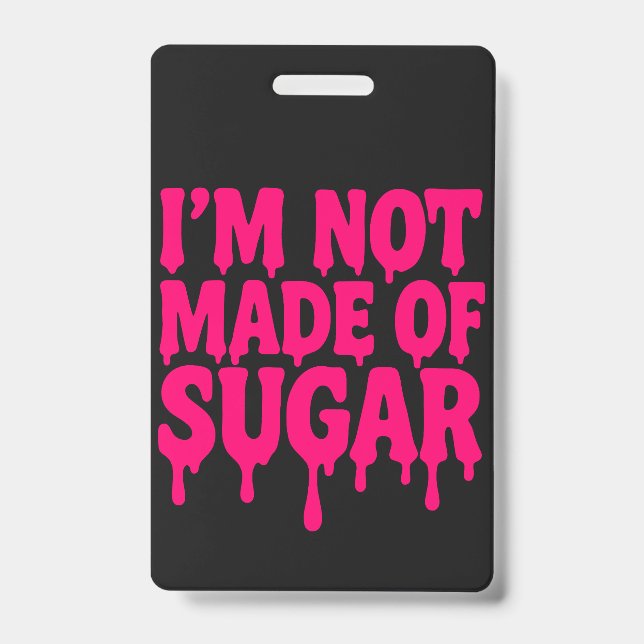 Neon Pink Vertical Badge (Black) – Customisable ID Badge (Front)