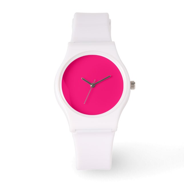 Neon Pink & White Minimalist Watch – Customisable (Front)