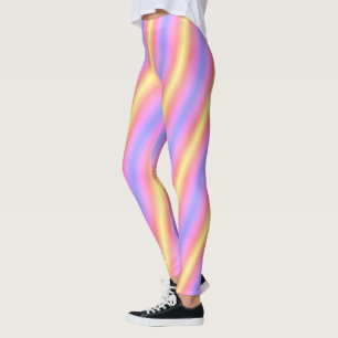 Neon Pink Yellow Candy Stripes  Leggings