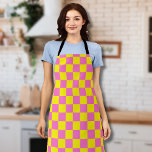Neon Pink Yellow Chequered Chequerboard Vintage Apron<br><div class="desc">Neon Pink and Yellow Chequered Chequerboard | Vintage | Classic | Trendy | Stylish | Fashion | Minimal</div>
