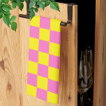 Neon Pink Yellow Chequered Chequerboard Vintage Tea Towel<br><div class="desc">Neon Pink and Yellow Chequered Chequerboard | Vintage | Classic | Trendy | Stylish | Fashion | Minimal</div>