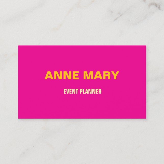 Neon Pink Yellow Orange Professional Event Manager Business Card (Front)