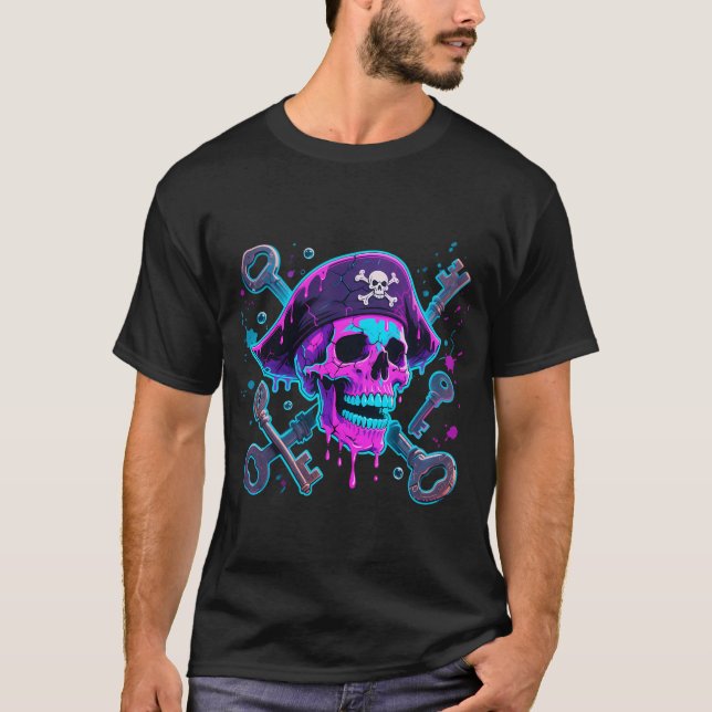 Neon Pirate Skull T-Shirt (Front)