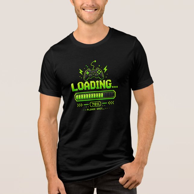 Neon Pixel Art Gamer Controller Tri-Blend Shirt (Front)