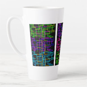 Neon Pixel Art Grid Latte Mug