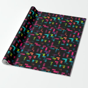 Neon Pixel Brick Wrapping Paper