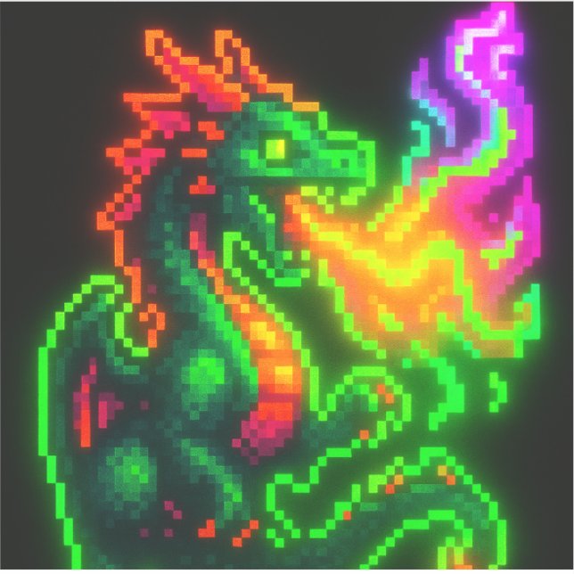 Neon Pixel Dragon – Retro Arcade Flame Design (Front)