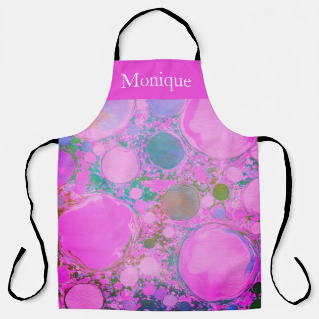 Neon Planets Liquid Art Oil and Acrylic  Apron (Front)