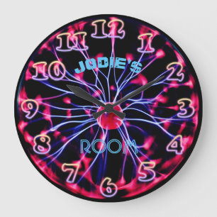 Neon Plasma Ball - Game Room Personalised Large Clock